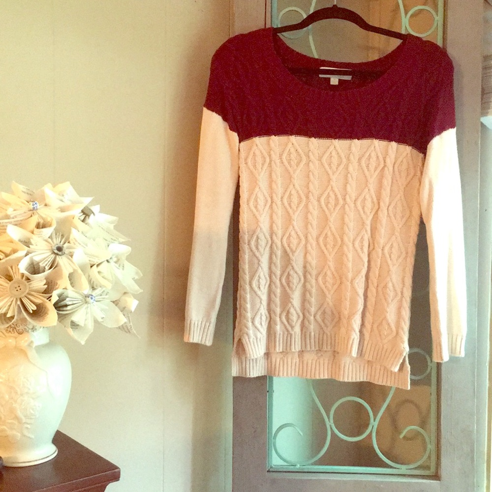 Olive and Oak Two Tone Cable Knit Sweater